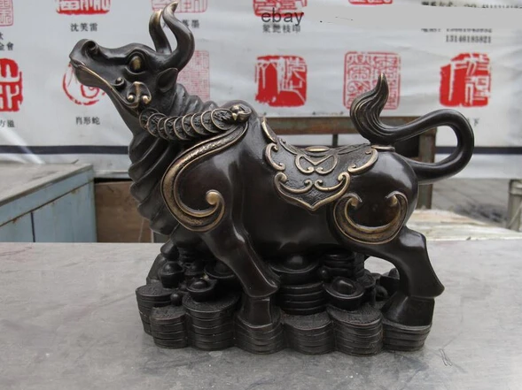 xd 001572 China Pure Bronze Copper Money Fengshui Lucky Wealth Cattle bull Wild ox Statue
xd 001572 China Pure Bronze Copper Money Fengshui Lucky Wealth Cattle bull Wild ox Statue
