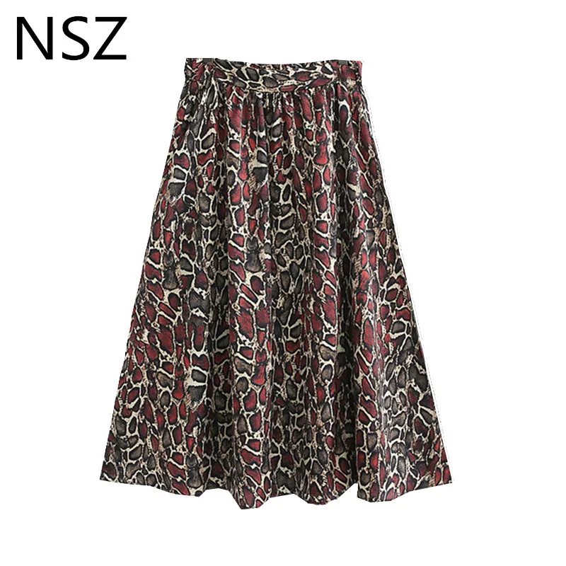 Women Animal Print Snake Skin Leopard Skirt Elastic Waist High Split Pleated Midi Skirt Female Vintage Faldas Mujer
Women Animal Print Snake Skin Leopard Skirt Elastic Waist High Split Pleated Midi Skirt Female Vintage Faldas Mujer