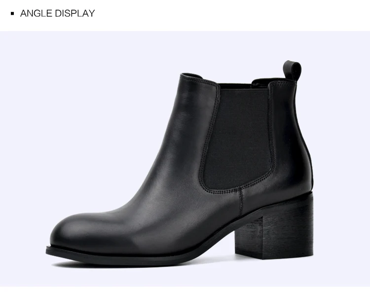 Donna-in genuine calf leather winter boots classic Chelsea boots round toe thick heel natural leather women boots (13)