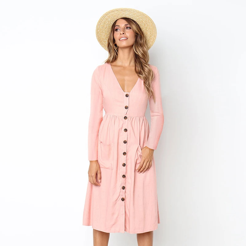 Dress Women 2019 Summer Solid Long Sleeve High Waist V Neck Slim Leisure Elegant Casual Long Dress Beach Party Streetwear D40
Dress Women 2019 Summer Solid Long Sleeve High Waist V Neck Slim Leisure Elegant Casual Long Dress Beach Party Streetwear D40