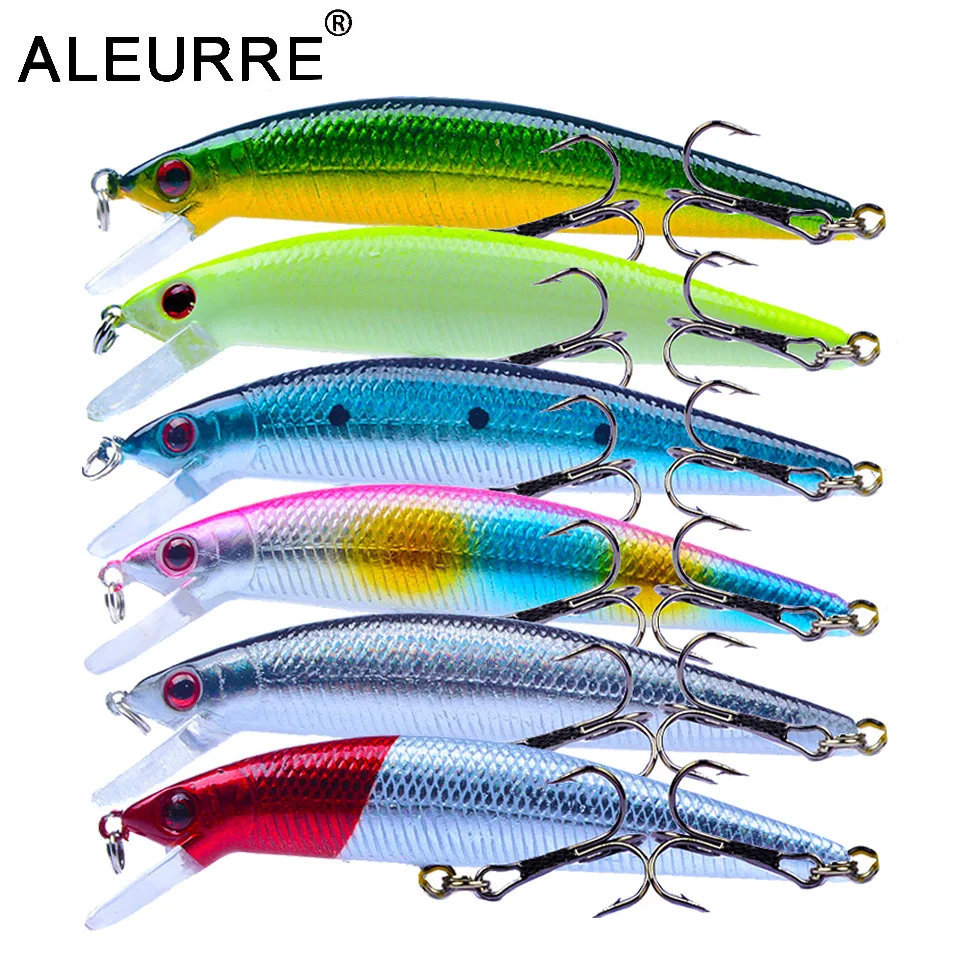 ALEURRE Minnow Fishing Lures Wobbler Crankbaits ABS Artificial Hard Baits For Bass Tackle With Hooks 3D Printing Pesca W | Спорт и