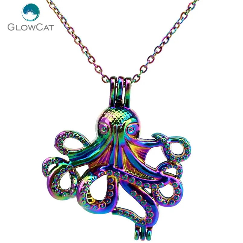 C184 Rainbow Color Ocean Jellyfish octopus bead cage Necklace Pendant Aroma Essential Oil Diffuser Locket Necklace
C184 Rainbow Color Ocean Jellyfish octopus bead cage Necklace Pendant Aroma Essential Oil Diffuser Locket Necklace