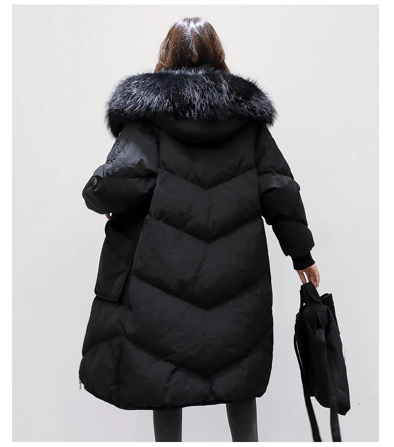 2019 Winter New Down Jacket Fashion Thickening Women's Winter Jackets Large Size Women's Down Jacket Big Fur Collar Coat Female (7)
