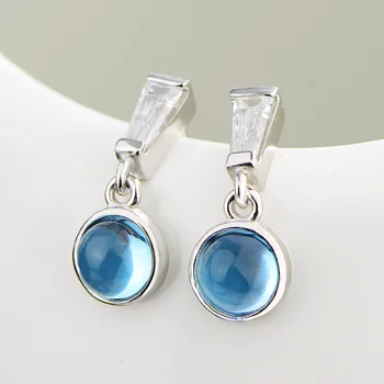 925 Earrings Sterling Silver Natural Stone Topaz Drop Earrings Round For Women Simple Elegant Boucles D'Oreilles Argent 925
925 Earrings Sterling Silver Natural Stone Topaz Drop Earrings Round For Women Simple Elegant Boucles D'Oreilles Argent 925