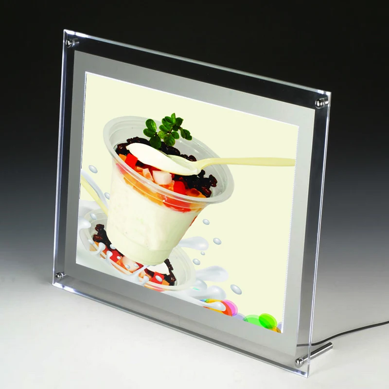 

A5 Single Sided Counter Desktop Illuminated Picture Frames Led Light Box,Tabletop Lightbox Displays for Cafe,Tea,Retail Stores
