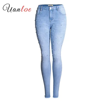 2019 High Waist Jeans Fashion Ladies Cotton Pearl Jeans Denim Pants Stretch Womens Ripped Skinny Jeans for Female
2019 High Waist Jeans Fashion Ladies Cotton Pearl Jeans Denim Pants Stretch Womens Ripped Skinny Jeans for Female