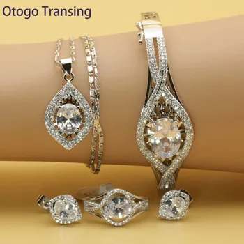 Otogo Transing Indian Fashion Love Jewelry Sets Mark Silver Color Tray White Crystal For Women Necklace / Ring / Earrings-SET201
Otogo Transing Indian Fashion Love Jewelry Sets Mark Silver Color Tray White Crystal For Women Necklace / Ring / Earrings-SET201