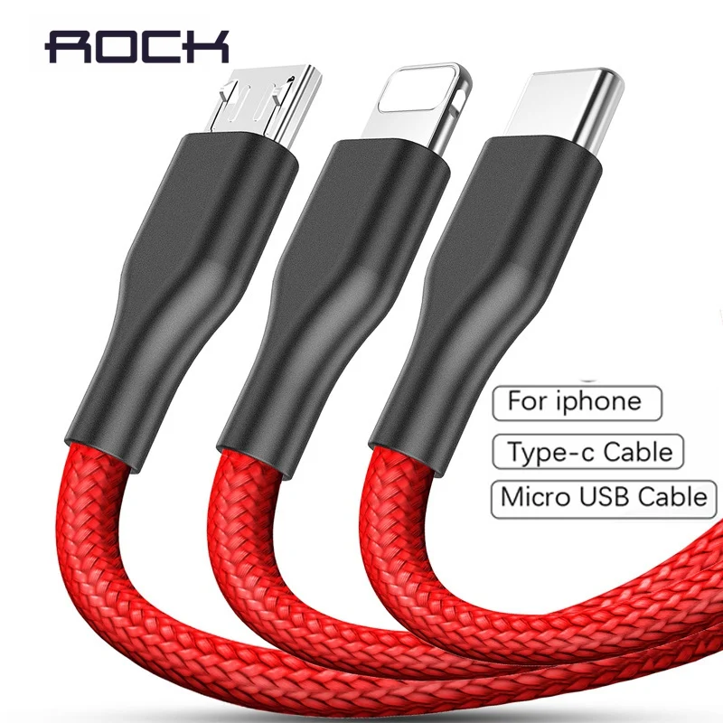 ROCK Mobile Phone Cables For iPhone 7 p 2A Nylon Fast Charging Data Micro USB Type C Cable For Samsung HTC Data Charge USB cable
ROCK Mobile Phone Cables For iPhone 7 p 2A Nylon Fast Charging Data Micro USB Type C Cable For Samsung HTC Data Charge USB cable