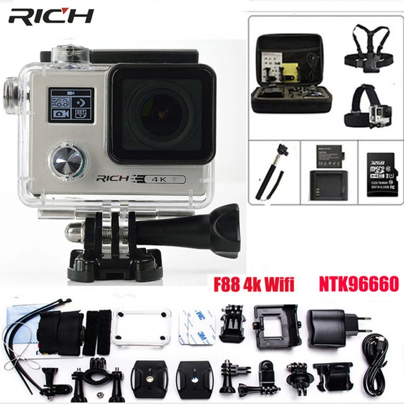 

Action Camera Ultra HD 4K F88 Wifi Gyro 1440P/30FPS Double Screen Novatek 96660 cam Waterproof 30M Sport Camera