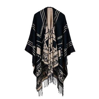 Fashion Women Poncho Cardigan Sweater Geometric Tassels Fringed Faux Cashmere Capes Shawl Scarf Loose Outerwear
Fashion Women Poncho Cardigan Sweater Geometric Tassels Fringed Faux Cashmere Capes Shawl Scarf Loose Outerwear