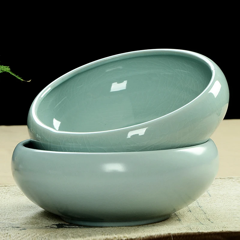 Large size porcelain imitates song ge kiln tea washing creative set sea large kung fu cup pen wash flower pot | Дом и сад