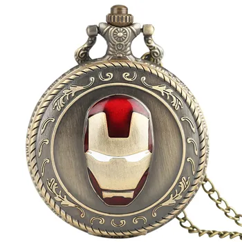 Bronze Iron Man Pocket Watch American Comic Avengers Vintage Copper Mask Necklace Chain Pendant Watches Clock Hours Reloj Hombre
Bronze Iron Man Pocket Watch American Comic Avengers Vintage Copper Mask Necklace Chain Pendant Watches Clock Hours Reloj Hombre
