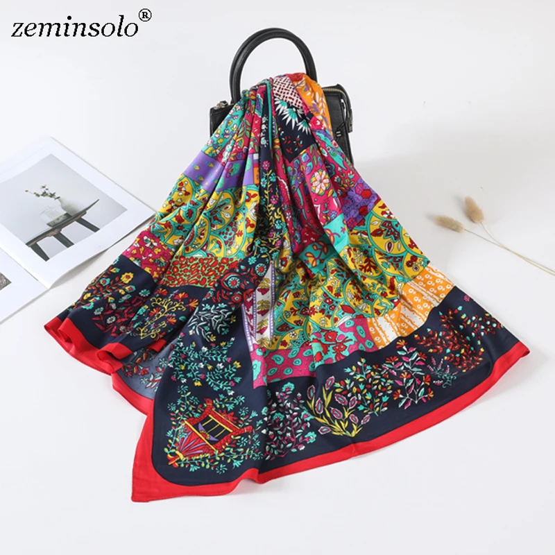 Luxury Brand 100% Twill Silk Scarf Square Scarf Bandana New Design Floral Print Kerchief Women Scarves Shawls Wraps Echarpe
Luxury Brand 100% Twill Silk Scarf Square Scarf Bandana New Design Floral Print Kerchief Women Scarves Shawls Wraps Echarpe