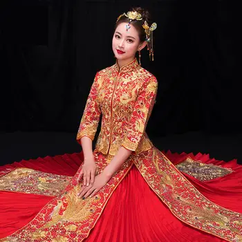Rhinestone Luxury Style Female Cheongsam Vintage Marriage Suit High Quality Suzhou Embroidery Qipao Red Chinese Bride Dress
Rhinestone Luxury Style Female Cheongsam Vintage Marriage Suit High Quality Suzhou Embroidery Qipao Red Chinese Bride Dress