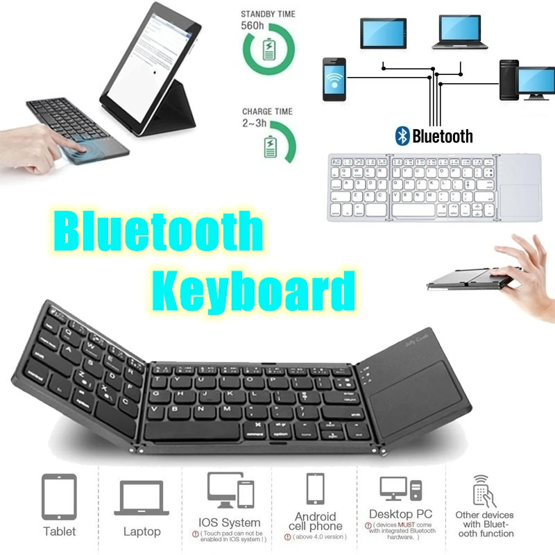 Mini Wireless Bluetooth Folding Keyboard Portable Rechargeable Touchpad Keypad Tri-fold Wireless for IOS Android Windows
Mini Wireless Bluetooth Folding Keyboard Portable Rechargeable Touchpad Keypad Tri-fold Wireless for IOS Android Windows