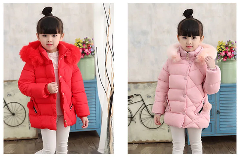 winter down jacket for girls thick cotton warm fur collar jacket children outwears for girls clothes kids coat (1)