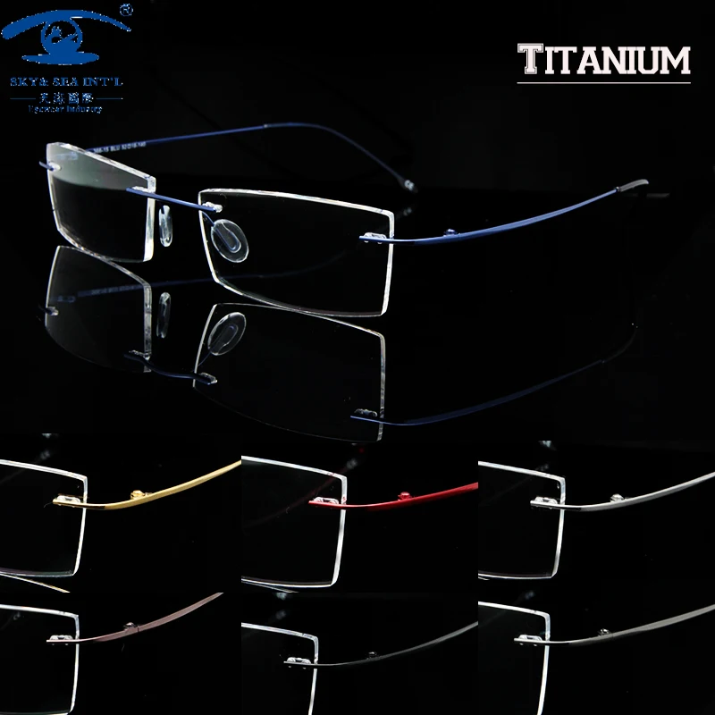 Image Men Memory Titanium Eyewear Frames Rimless Eyeglass Frames for Women Spectacles Glasses Eyewear Rx Clear Lens