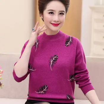 2020 Middle-aged mother installed the new autumn and winter half-high collar thick plus size women's wool sweater knit sweater 
2020 Middle-aged mother installed the new autumn and winter half-high collar thick plus size women's wool sweater knit sweater