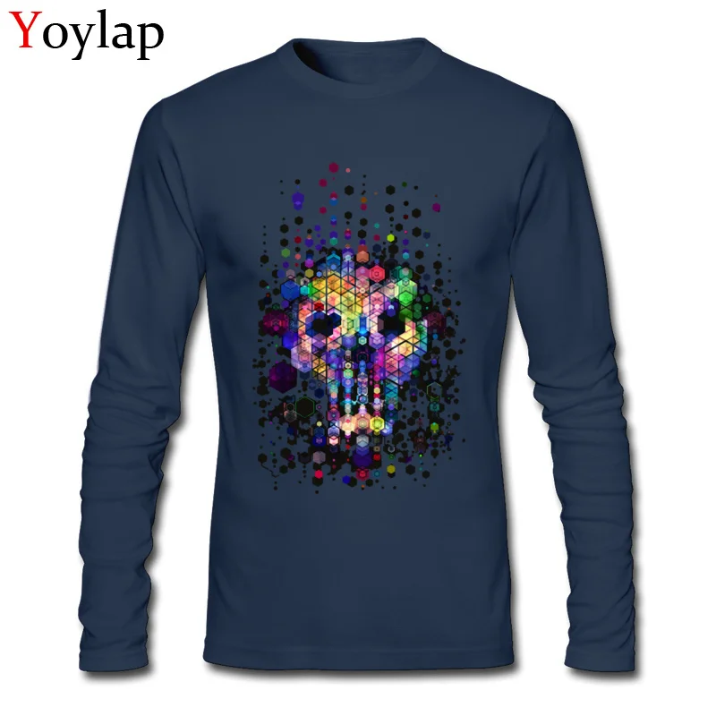 Casual Fall Monstrously colorful elementary particles Tops T Shirt New Coming Round Collar Long Sleeve 100% Cotton Men T Shirt Personalized Tee-Shirts Monstrously colorful elementary particles navy