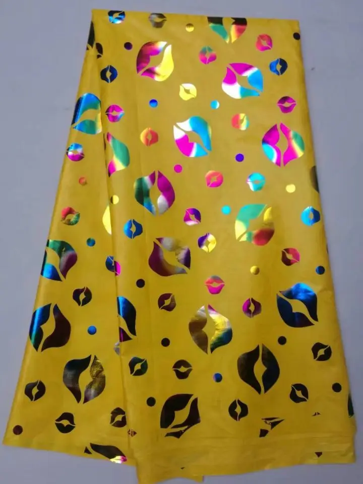 

5Yards Wonderful yellow bazin brocade fabric colorful lips pattern african cotton fabric for party dress HZ8-1