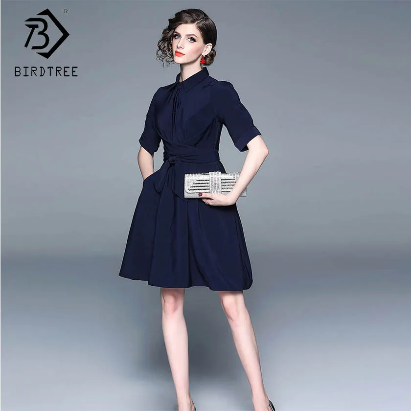 Spring Women Solid Button Lace Up Bow Dress Turn Down Collar Pockets Half Sleeve Elegance High Waist Office Lady Dress D91330I
Spring Women Solid Button Lace Up Bow Dress Turn Down Collar Pockets Half Sleeve Elegance High Waist Office Lady Dress D91330I