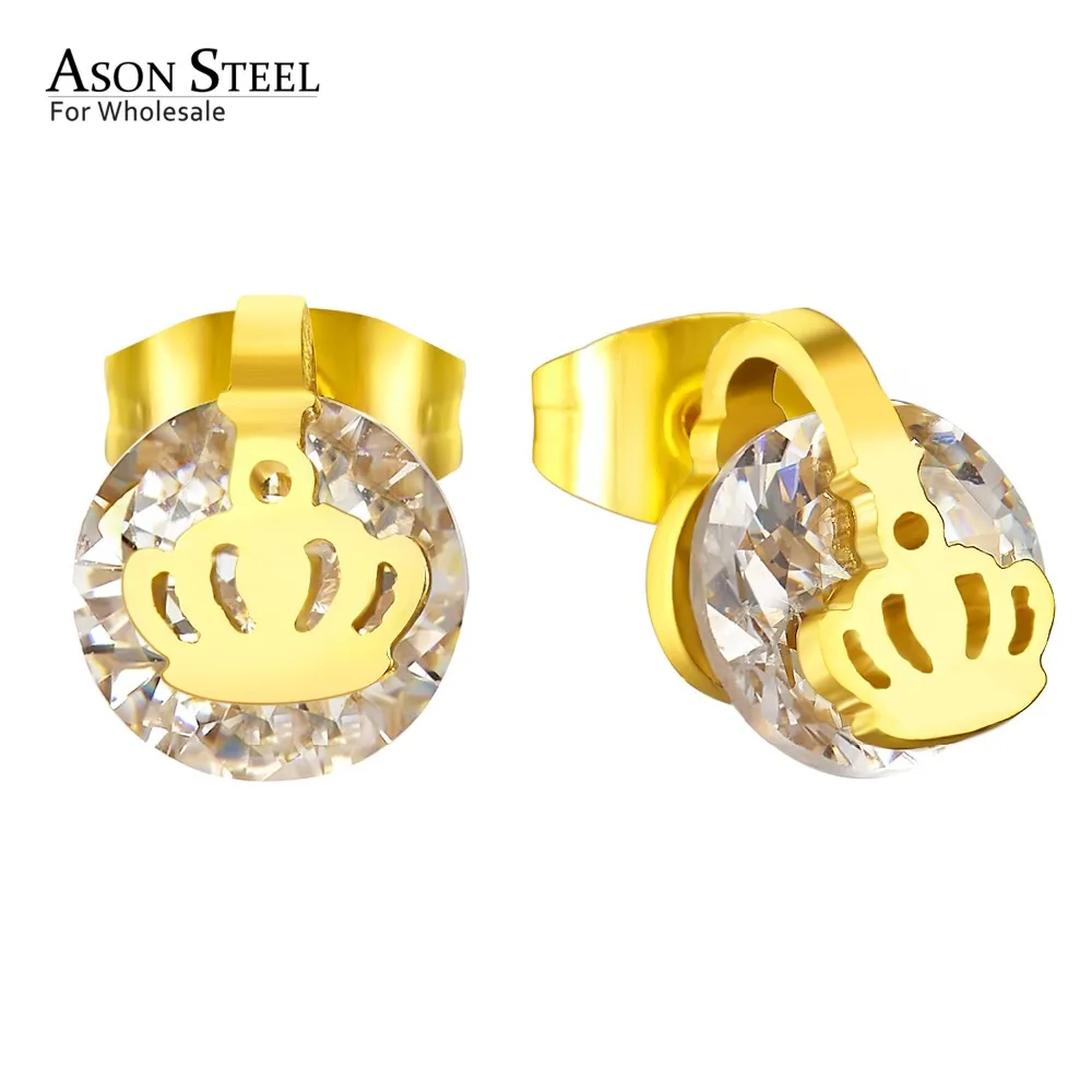 ASONSTEEL Vintage Earrings Big Cubic Zirconia Crown Gold/Silver Color Stainless Steel Stud Earrings For Women Jewelry
ASONSTEEL Vintage Earrings Big Cubic Zirconia Crown Gold/Silver Color Stainless Steel Stud Earrings For Women Jewelry