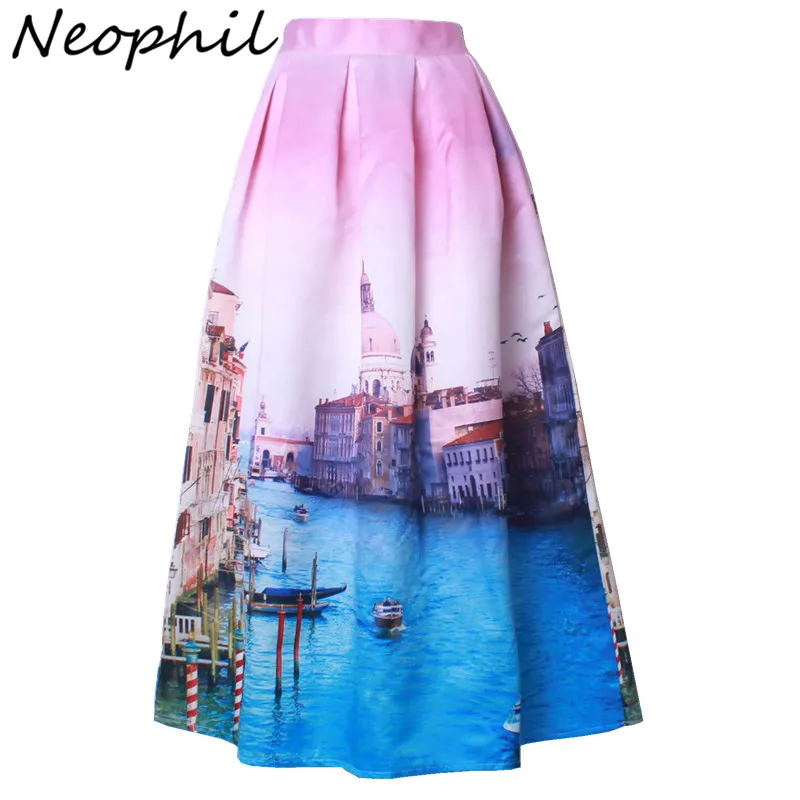 Neophil 2019 Ladies Venice Building Floral Print High Waist Pleated Ball Gown Skater Satin Maxi Long Skirts Jupe Longue MS08027
Neophil 2019 Ladies Venice Building Floral Print High Waist Pleated Ball Gown Skater Satin Maxi Long Skirts Jupe Longue MS08027