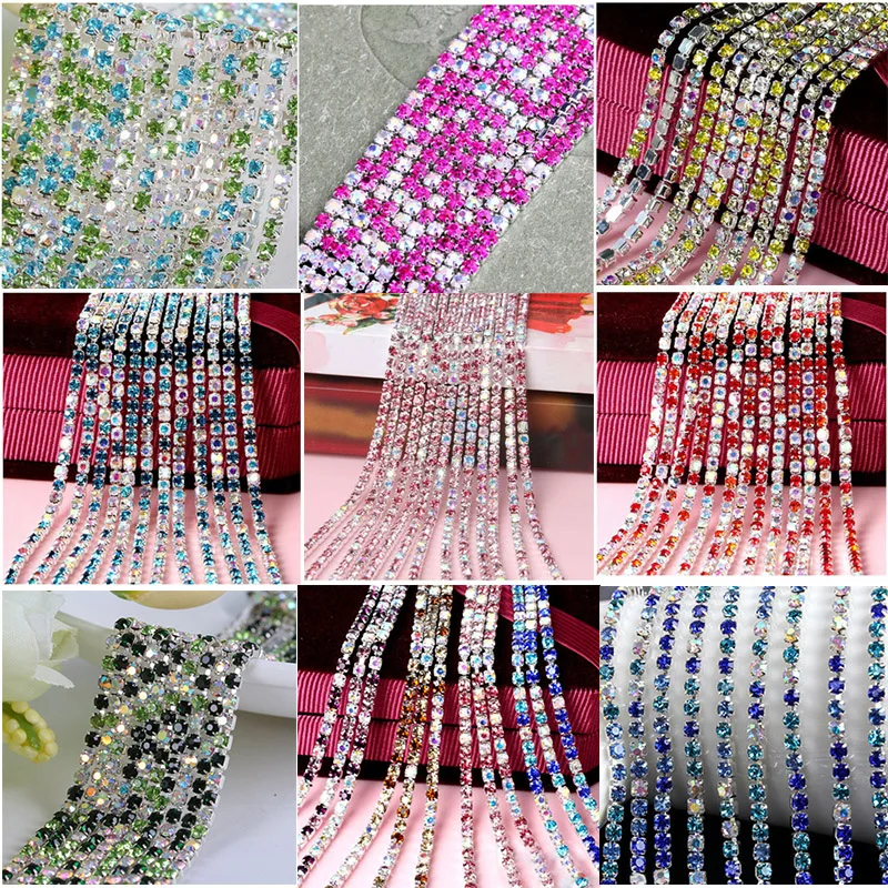 Hot Sale 1M/lot 18 Color Claw 2/2.5/2.8/3mm Transparent AB Rhinestone Chain For DIY Craft Sewing Clothes Accessories
Hot Sale 1M/lot 18 Color Claw 2/2.5/2.8/3mm Transparent AB Rhinestone Chain For DIY Craft Sewing Clothes Accessories
