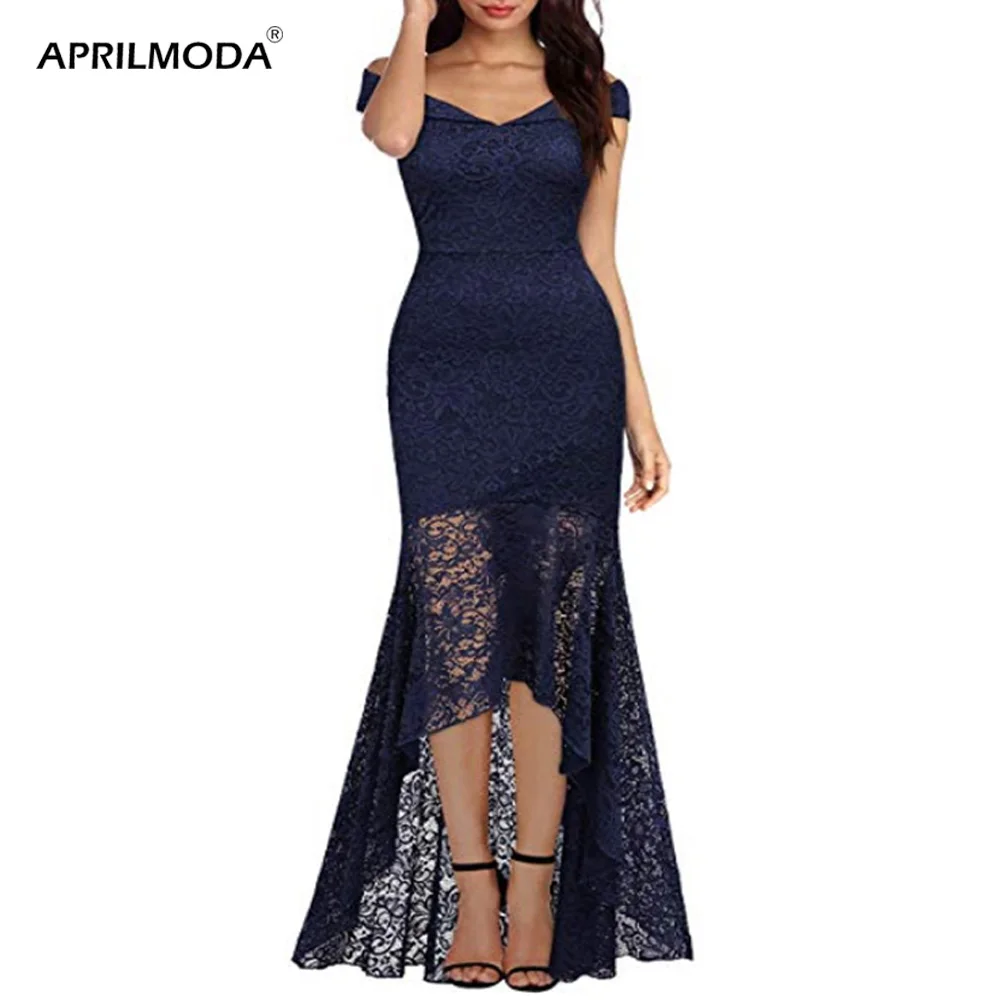Short Front Long Back Party Formal Lace Dresses 2019 Slash Neck Lace Women Dress Dark Red Blue High Low Dress Vestidos De Novia
Short Front Long Back Party Formal Lace Dresses 2019 Slash Neck Lace Women Dress Dark Red Blue High Low Dress Vestidos De Novia