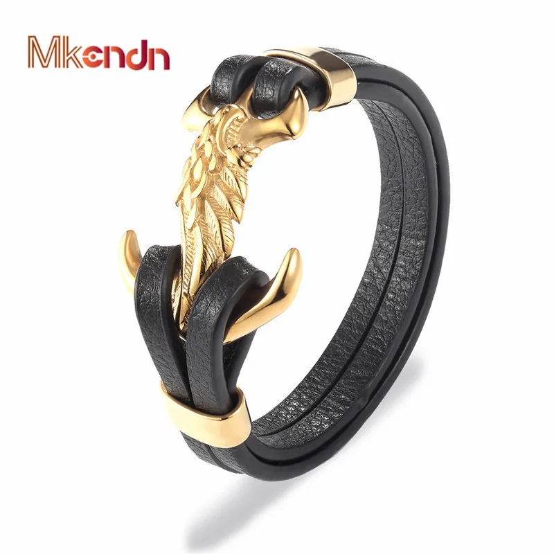 MKENDN Classical Multilayer Handmade Leather Chain Weaved Man Bracelets Fashion Gold Wing Clasp 316L Stainless Steel Wristband
MKENDN Classical Multilayer Handmade Leather Chain Weaved Man Bracelets Fashion Gold Wing Clasp 316L Stainless Steel Wristband