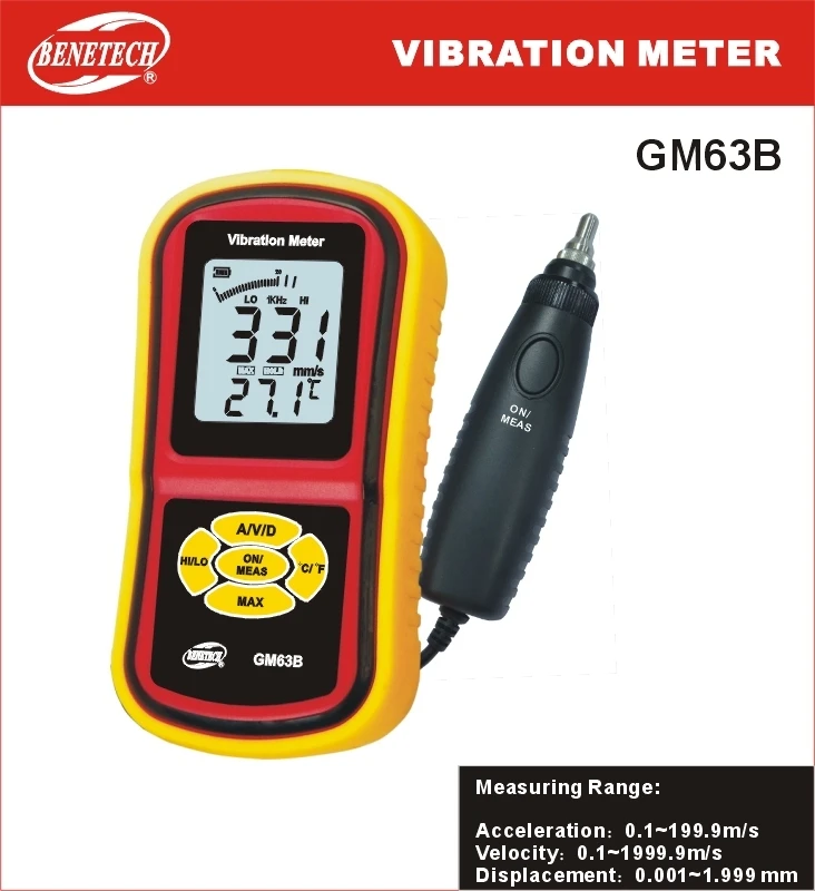 Vibration Meter GM63B Vibration Measurement Handheld Digital Vibration Analyer Tester
Vibration Meter GM63B Vibration Measurement Handheld Digital Vibration Analyer Tester