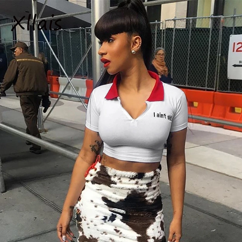 XLLAIS Summer Fashion Cute T Shirt Women Turn Down Collar Harajuku tshirt White Graphic Tees Womens Streetwear Snug Letter Top
XLLAIS Summer Fashion Cute T Shirt Women Turn Down Collar Harajuku tshirt White Graphic Tees Womens Streetwear Snug Letter Top