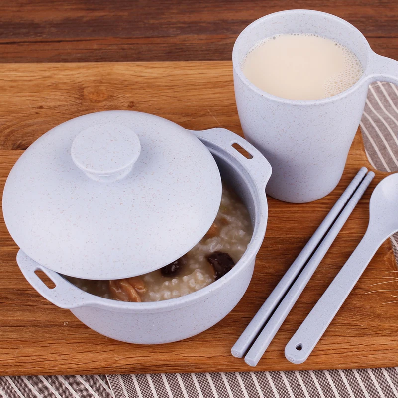 4pcs/Set Dinnerware Set Wheat Straw Children Three Lattice Tableware Set Tableware Dinnerware Food Container With Bow Cup 4pcs/Set Dinnerware Set Wheat Straw Children Three Lattice Tableware Set Tableware Dinnerware Food Container With Bow Cup