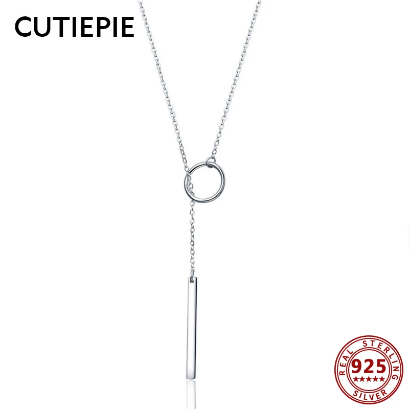 CUTIEPIE 925 пробы Серебряное ожерелье для женщин круглая полоса кулон s Свадьба