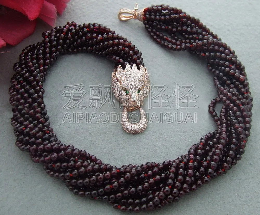 Women's 14 Strands 4 MM Round Garnet&Rhinestone Clasp Necklace
Women's 14 Strands 4 MM Round Garnet&Rhinestone Clasp Necklace