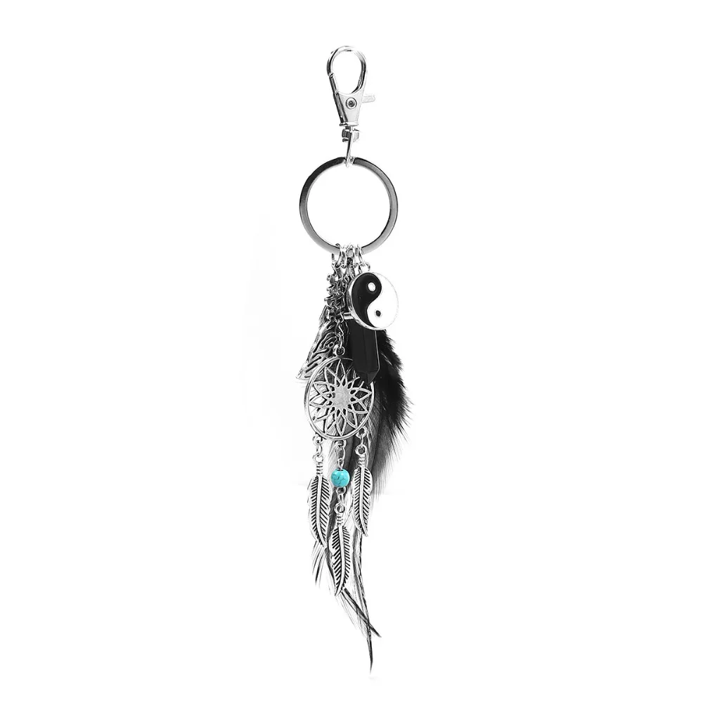 Doreen Box Quartz Crystal Dream Catcher Keychain Black Feather Yin Yang Symbol Fashion Keyring Chinese Style 20cm, 1 Piece
Doreen Box Quartz Crystal Dream Catcher Keychain Black Feather Yin Yang Symbol Fashion Keyring Chinese Style 20cm, 1 Piece