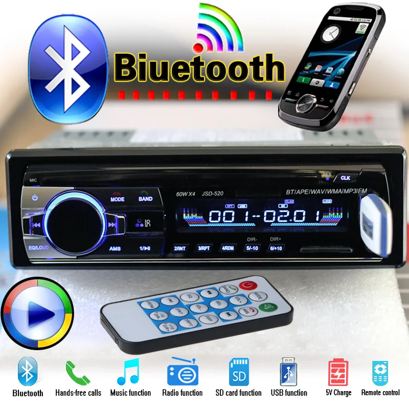 Новый 12V Bluetooth стерео радио MP3 аудио плеер 5V зарядное устройство FM/USB/SD/AUX