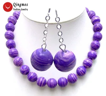 Qingmos 14mm Round Light Purple Stripe Agates 18" Chokers Necklace for Women with Dangle Round Earrings for Women Set Jewelry 
Qingmos 14mm Round Light Purple Stripe Agates 18" Chokers Necklace for Women with Dangle Round Earrings for Women Set Jewelry