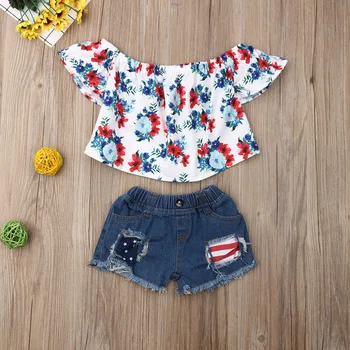 Pudcoco Summer Toddler Baby Girl Clothes Off Shoulder Flower Print Cropped Tops Ripped Short Jeans 2Pcs Outfits Summer Clothes
Pudcoco Summer Toddler Baby Girl Clothes Off Shoulder Flower Print Cropped Tops Ripped Short Jeans 2Pcs Outfits Summer Clothes
