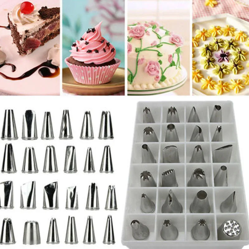 24Pcs/set Smile Large Stainless Steel Icing Piping Nozzles Pastry Tips Set For Cake Decorating Sugar Craft Kitchen Accessories
24Pcs/set Smile Large Stainless Steel Icing Piping Nozzles Pastry Tips Set For Cake Decorating Sugar Craft Kitchen Accessories