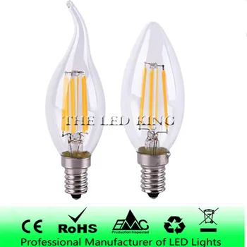 

E14 LED Filament C35 Lamp C35L Dimmable Glass Candle Bulb 220V 4W 8W 12W Replace 20W 40W 60W Halogen Light Chandeliers