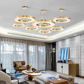 Crystal chandelier gold round living room dining room bedroom modern light luxury hotel project LED chandelier
Crystal chandelier gold round living room dining room bedroom modern light luxury hotel project LED chandelier
