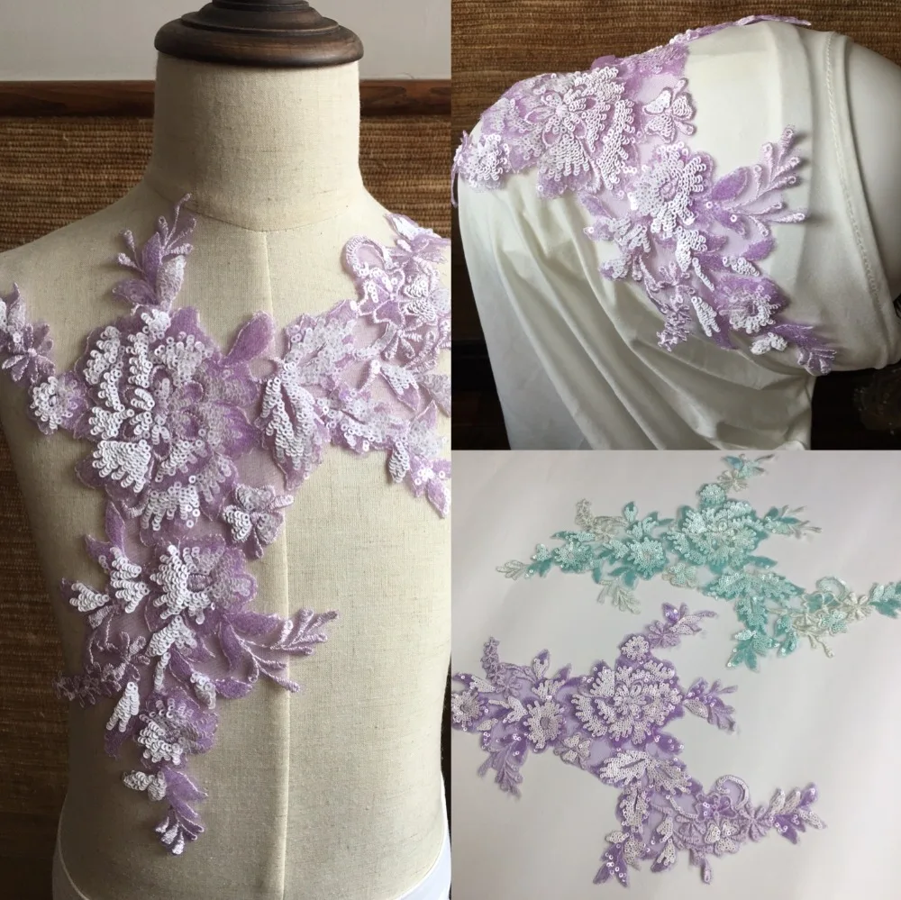 2pcs 35X22cm Violet, Ice Green Sequins Flower Embroidery Mesh Lace Applique Lace Trim Wedding Dress DIY Lace Accessorie BD0499
2pcs 35X22cm Violet, Ice Green Sequins Flower Embroidery Mesh Lace Applique Lace Trim Wedding Dress DIY Lace Accessorie BD0499
