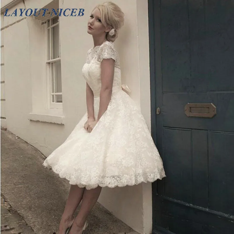 Фото Женское свадебное платье It's yiiya белое кружевное до колена с - купить
