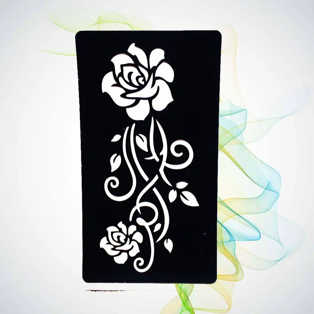 Women Henna Mehndi Rose Flower Hollow Tattoo Stencils Girl Body Art Waterproof Tattoo Template Sticker Paste Body Art HG152