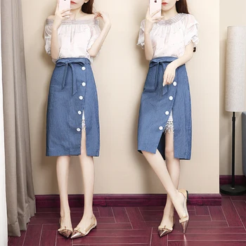 2019 Korean Slash Neck Sexy Off Shoulder Casual 2 Piece Set Women Bow Single Breasted Open Side Split Brief Chic Two Piece Set
2019 Korean Slash Neck Sexy Off Shoulder Casual 2 Piece Set Women Bow Single Breasted Open Side Split Brief Chic Two Piece Set
