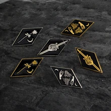 Gótico Rosa Luna corazón espada crear broche de mano negro oro plata esmalte pines botón oscuro Punk chaqueta solapa Pin insignia joyería(China)