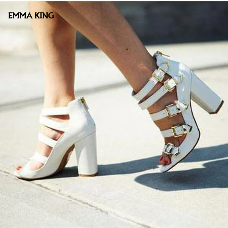 Summer Sexy Ankle Belt Buckle Chunky Heel Peep-toe Zipper High Heels White Sandals Women Party Dress Shoes Woman Free Shipping
Summer Sexy Ankle Belt Buckle Chunky Heel Peep-toe Zipper High Heels White Sandals Women Party Dress Shoes Woman Free Shipping