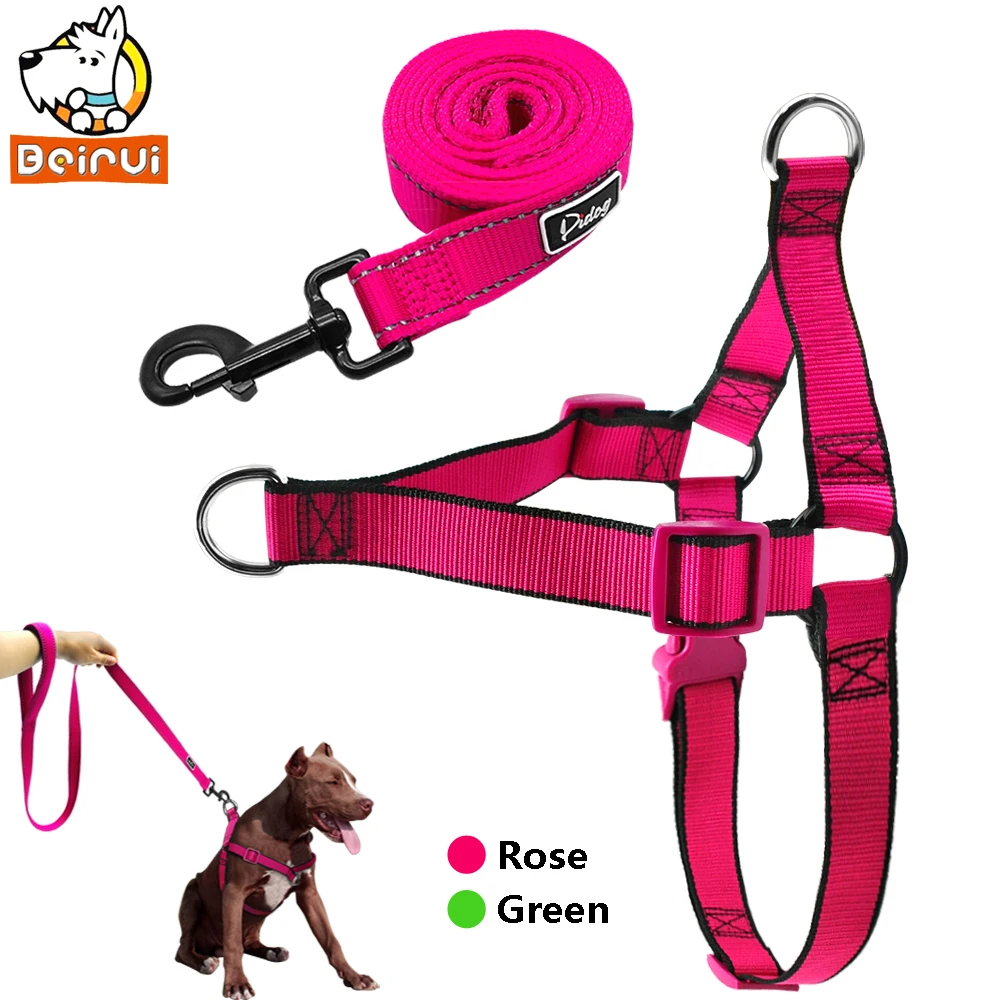 No Pull Dog Harness and Leash Set Nylon Adjustable Step In Walking Pet Harnesses for Medium Large Dogs Pitbulls Rose and Green
No Pull Dog Harness and Leash Set Nylon Adjustable Step In Walking Pet Harnesses for Medium Large Dogs Pitbulls Rose and Green