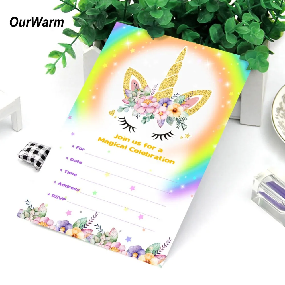 OurWarm 50pcs Unicorn Party Invitation Birthday Card with Envelopes Unicorn Baby Shower Magical Unicorn Party 12.5cm*18cm
OurWarm 50pcs Unicorn Party Invitation Birthday Card with Envelopes Unicorn Baby Shower Magical Unicorn Party 12.5cm*18cm